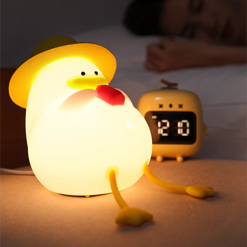 LED Night Light Rechargeable Duck Night Lamp Silicone Dimmable Lamps Bedside Nightlights Room Decor Kids Gift