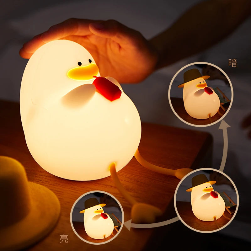 LED Night Light Rechargeable Duck Night Lamp Silicone Dimmable Lamps Bedside Nightlights Room Decor Kids Gift